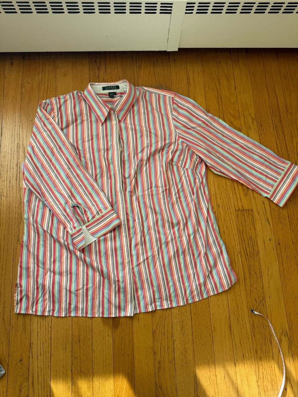 Lauren Ralph Lauren Striped Button-Down Shirt Size 1X Pink